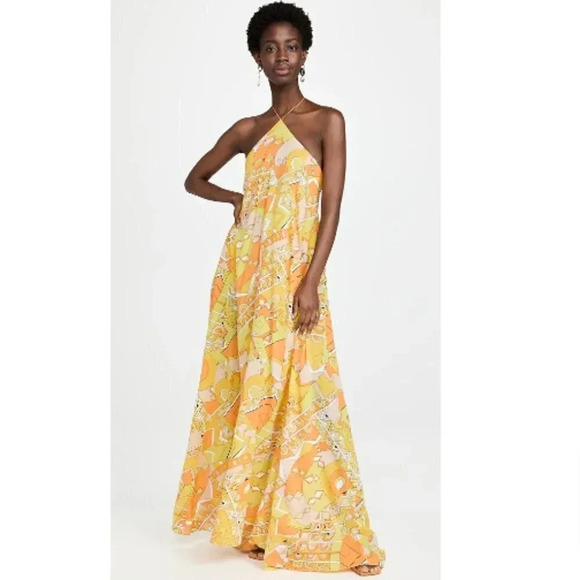 S/W/F x REVOLVE Halter Maxi Dress Poolside Print Boho Resort TENCEL Size L - Picture 12 of 15